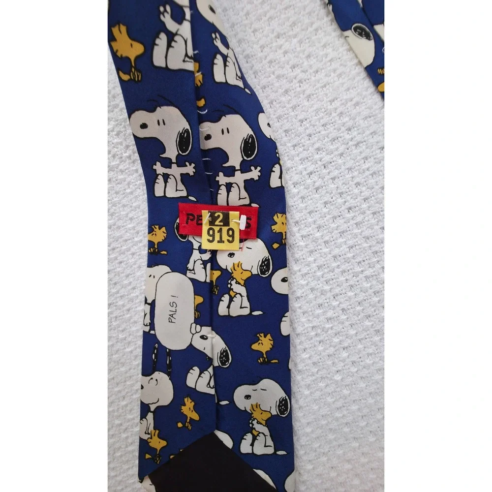 Peanuts Snoopy Woodstock Tie Men One Size Blue Polyester Vintage Novelty Necktie